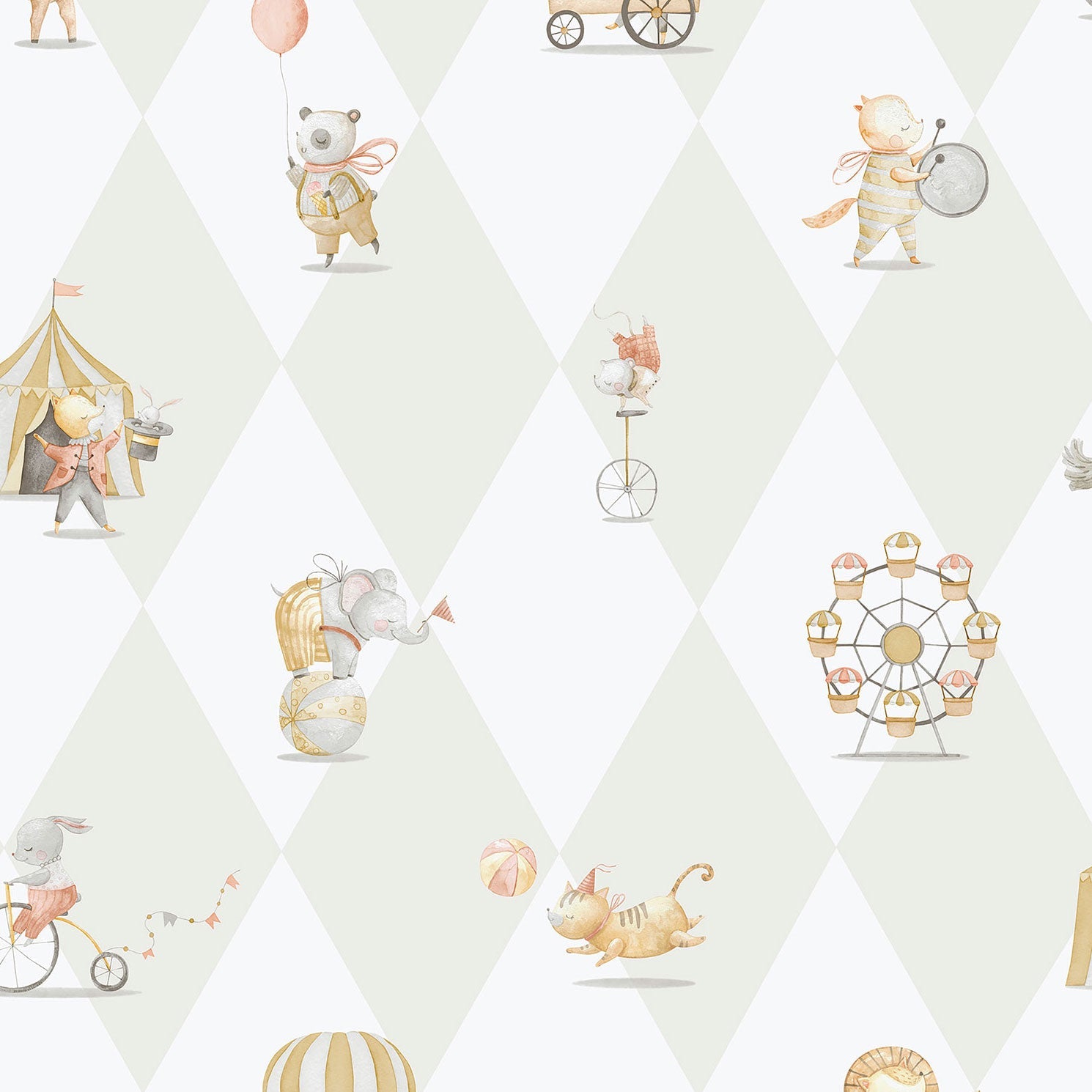 Cirque Beige/Grey Bambino Wallpaper by Galerie