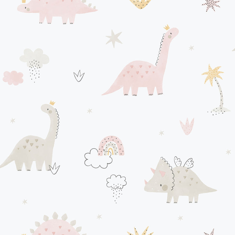 Dino Pink Bambino Wallpaper by Galerie