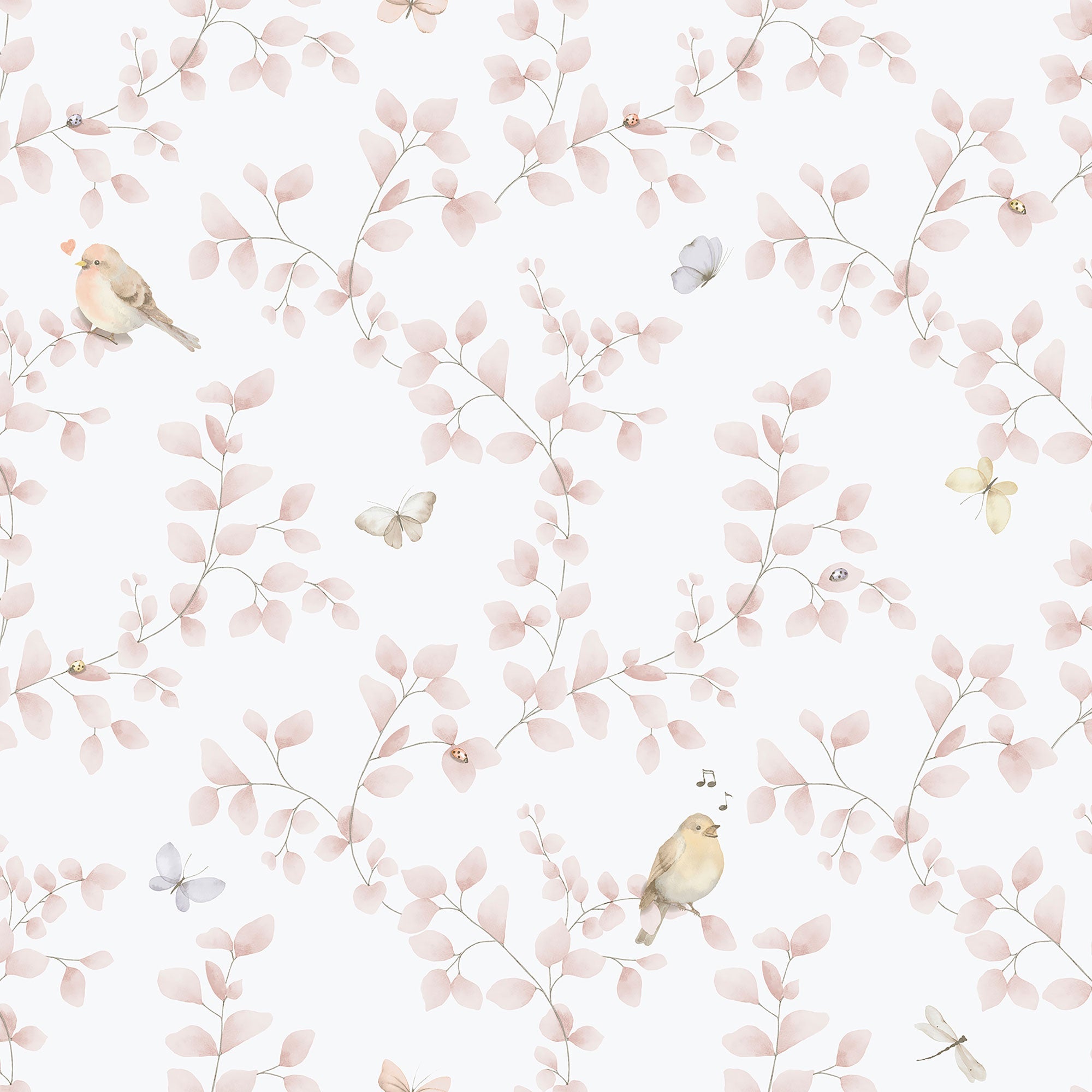 Birdy Pink Bambino Wallpaper by Galerie