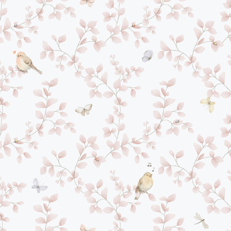 Birdy Pink Bambino Wallpaper by Galerie