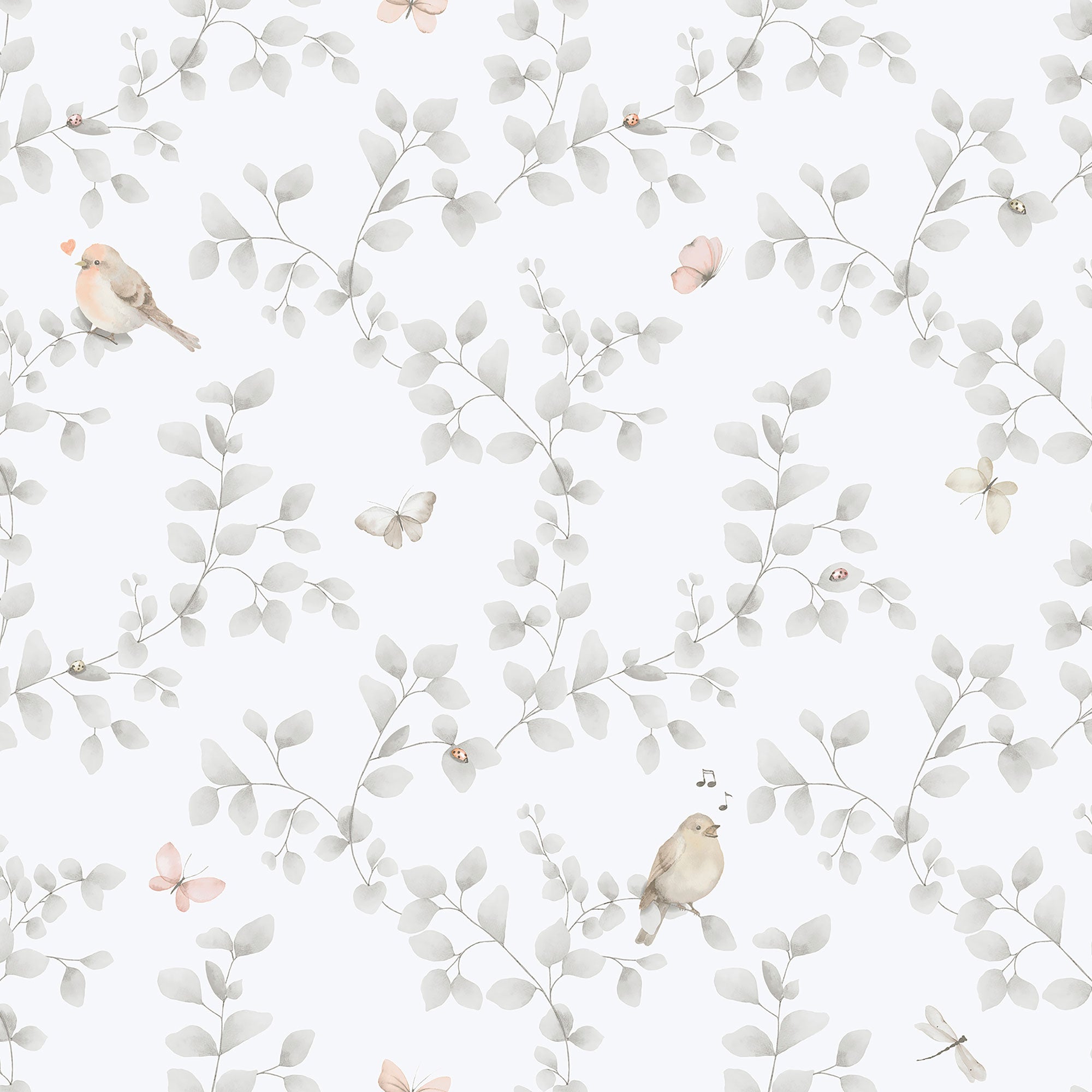 Birdy Grey Bambino Wallpaper by Galerie