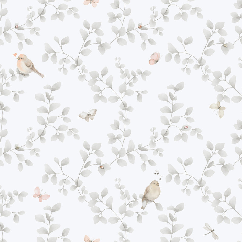 Birdy Grey Bambino Wallpaper by Galerie