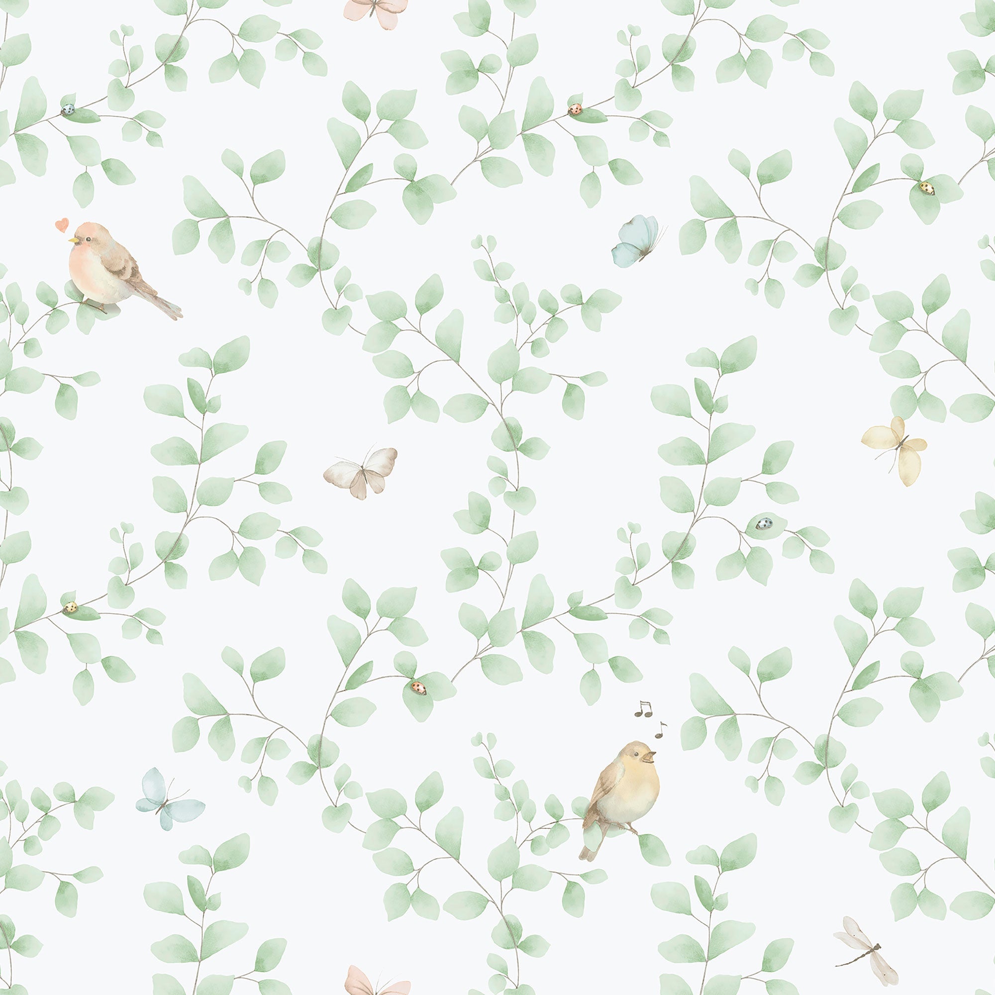 Birdy Green Bambino Wallpaper by Galerie