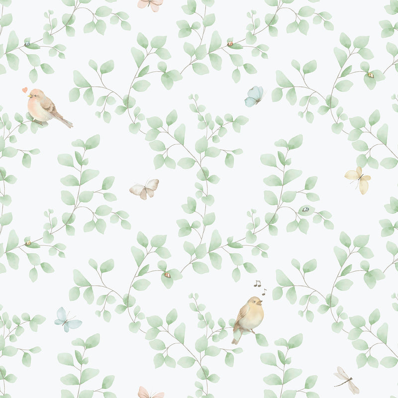 Birdy Green Bambino Wallpaper by Galerie