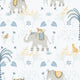 Elefun Blue Bambino Wallpaper by Galerie