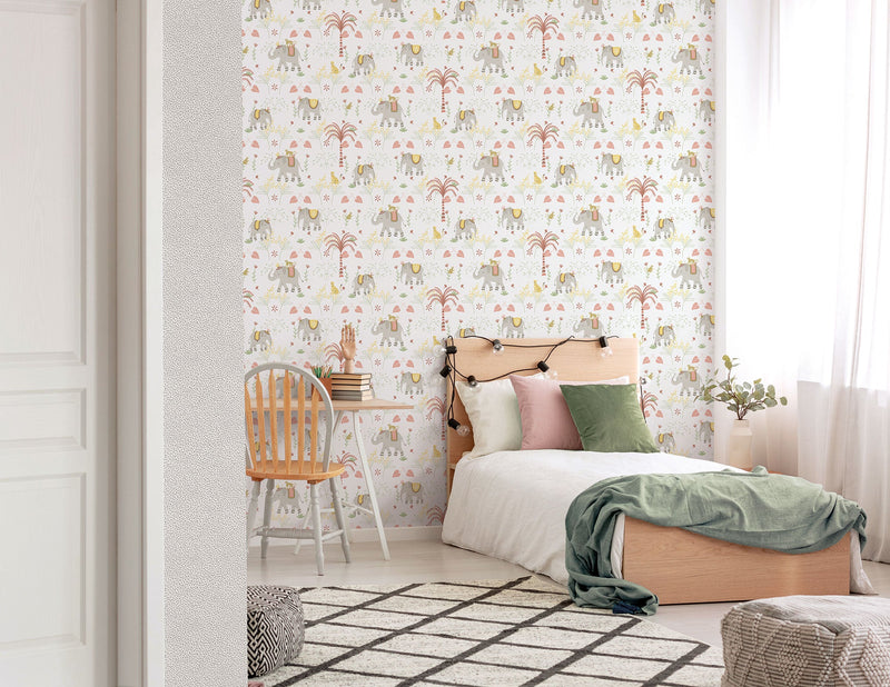 Elefun Beige/Grey Bambino Wallpaper by Galerie