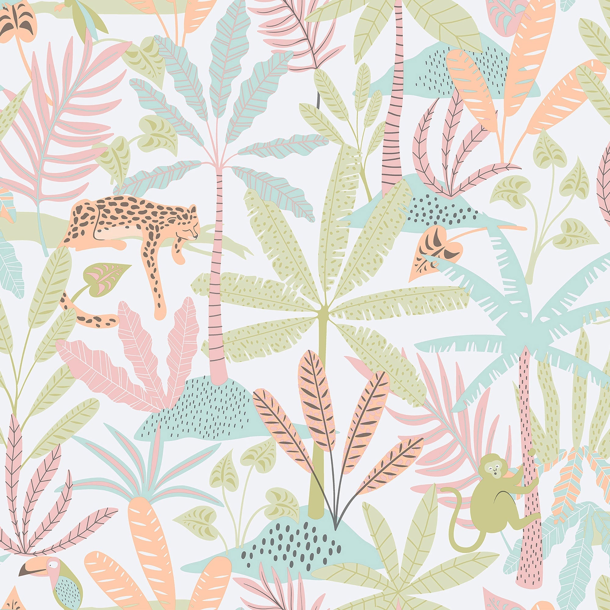 Jungly Pink Bambino Wallpaper by Galerie