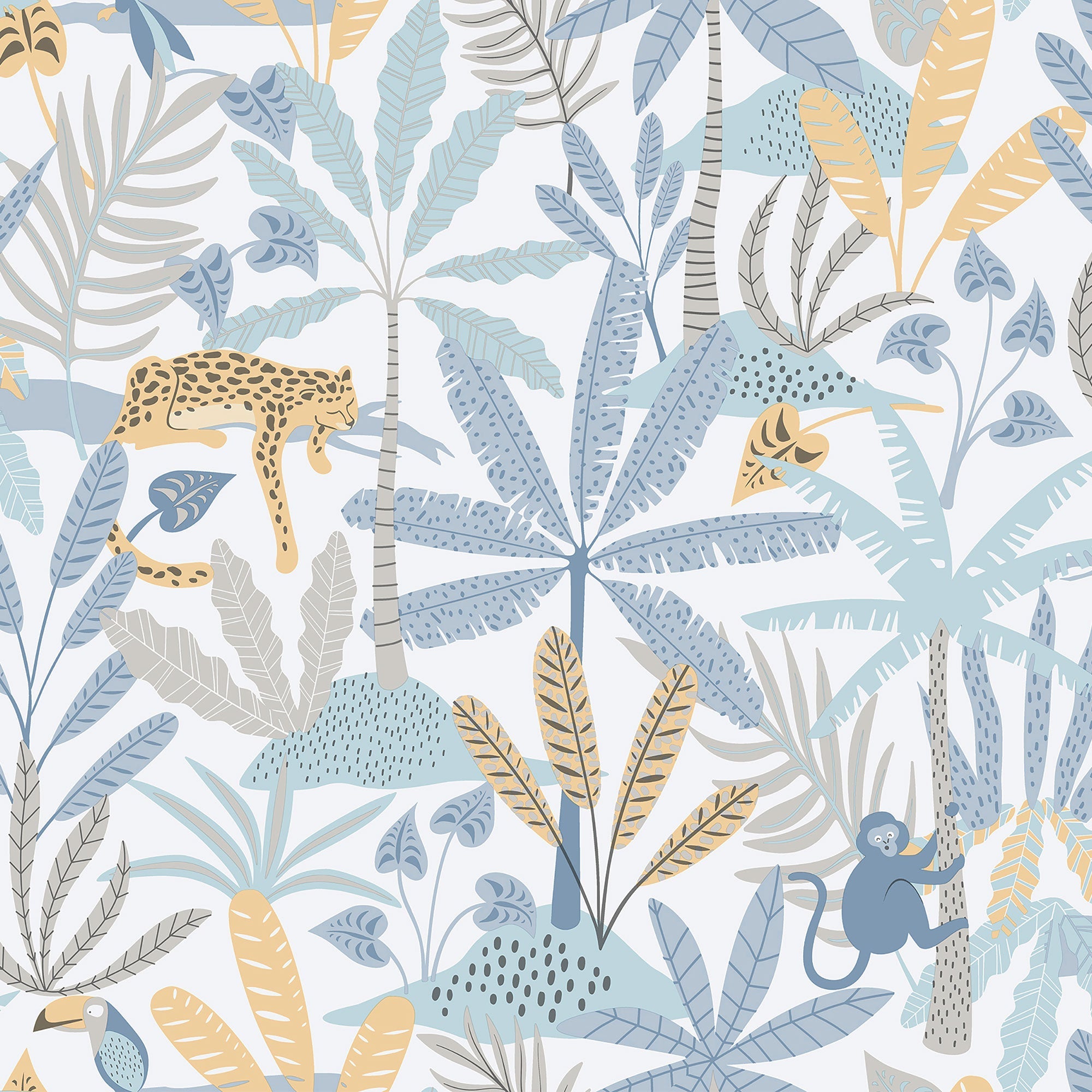 Jungly Blue Bambino Wallpaper by Galerie