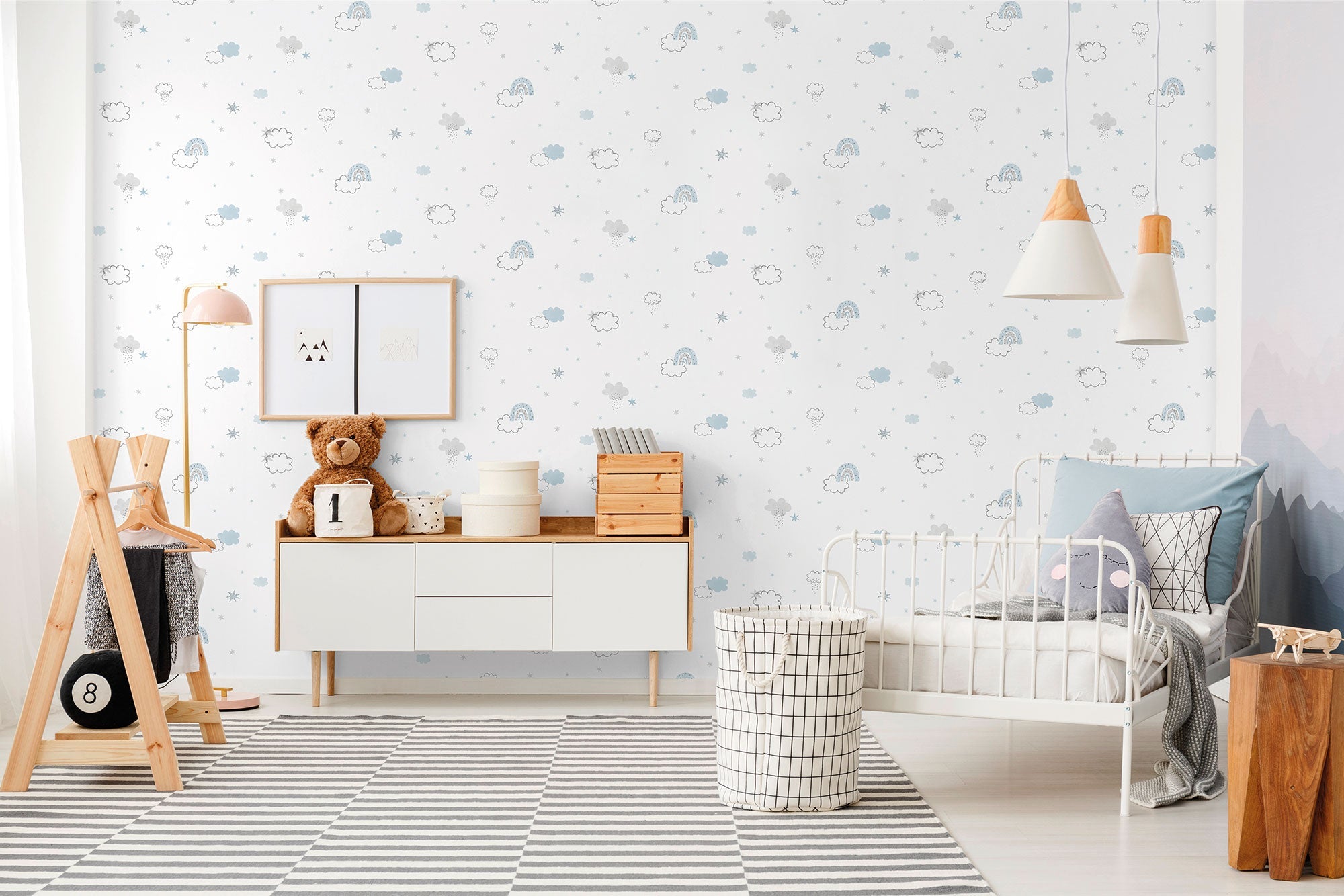 Rainbow Blue Bambino Wallpaper by Galerie