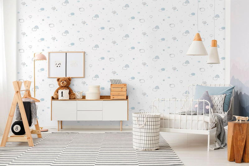 Rainbow Blue Bambino Wallpaper by Galerie