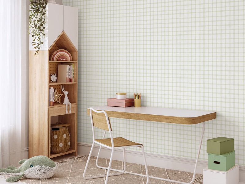 Watercolour Checks Blue Bambino Wallpaper by Galerie