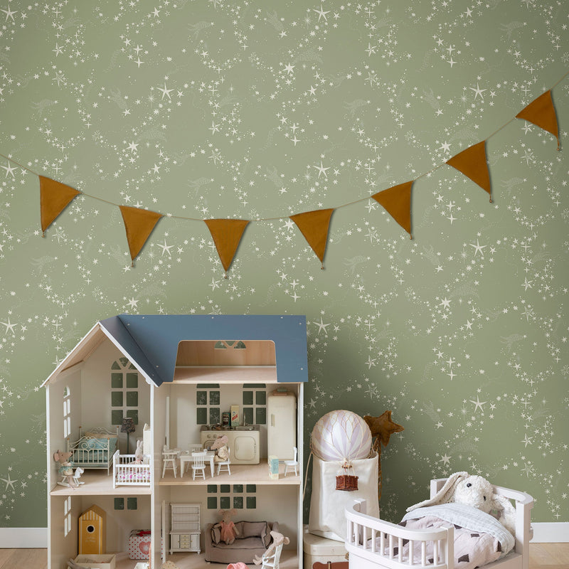 29023 Stjärnhimlen Green Wallpaper by Galerie