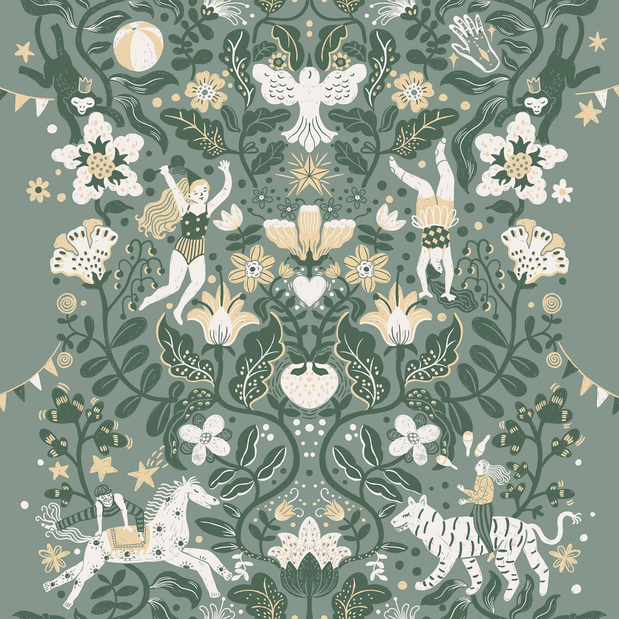 29027 Cirkus Green Wallpaper by Galerie