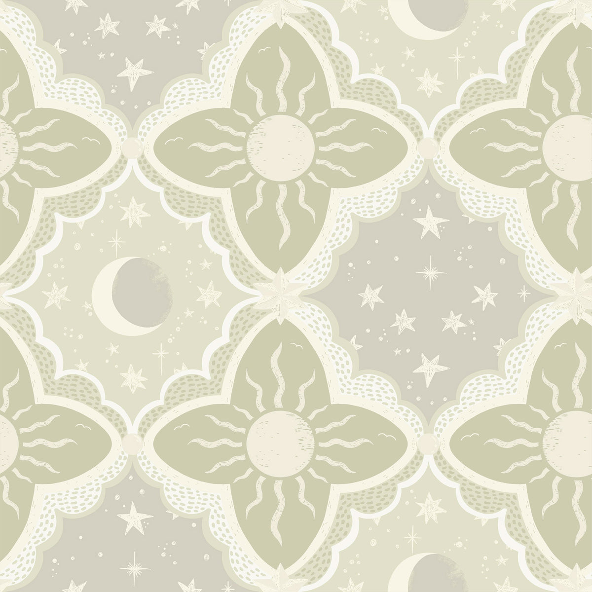 Sol & Måne Green Resan Wallpaper by Galerie