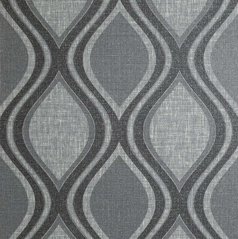 295100 Ogee Curve Charcoal Wallpaper By Arthouse