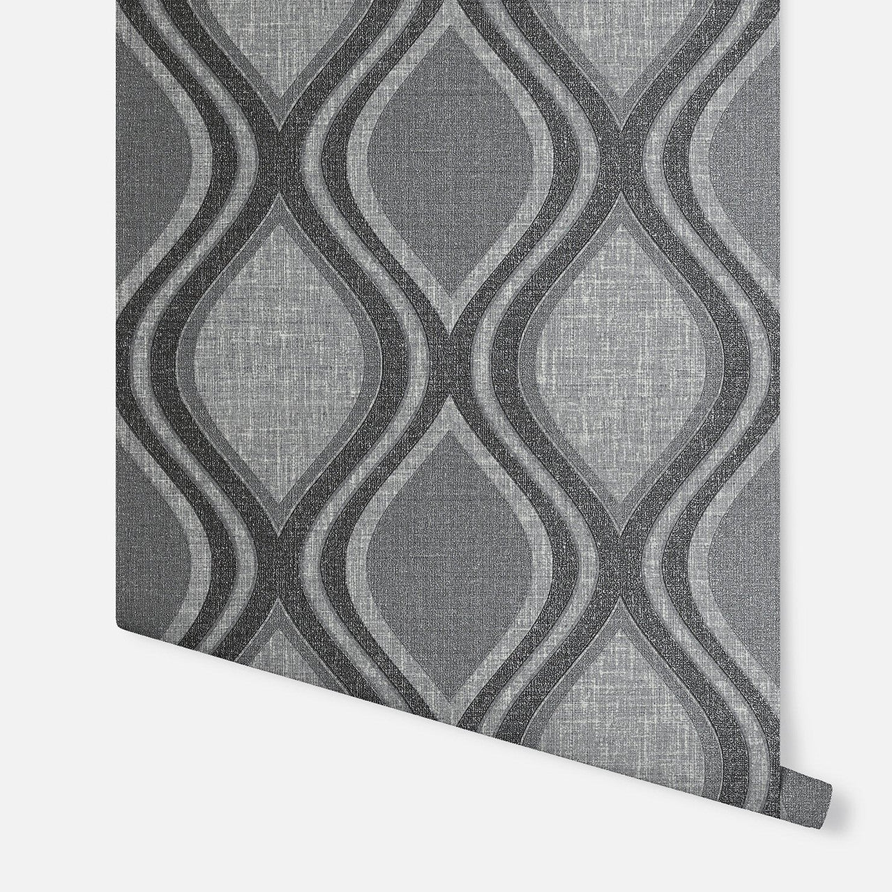 295100 Ogee Curve Charcoal Wallpaper By Arthouse