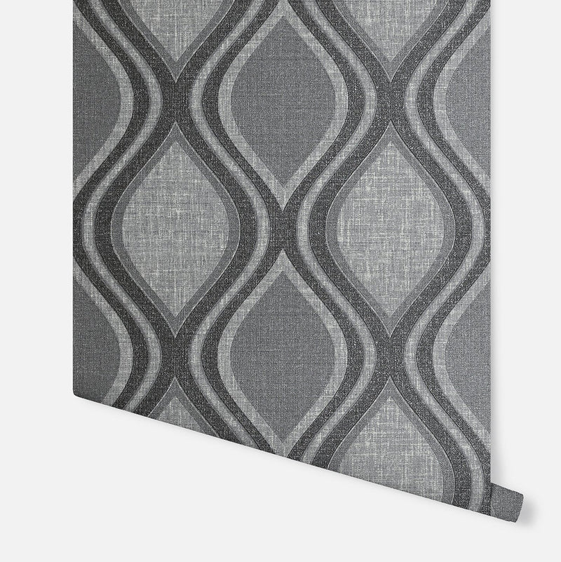 295100 Ogee Curve Charcoal Wallpaper By Arthouse