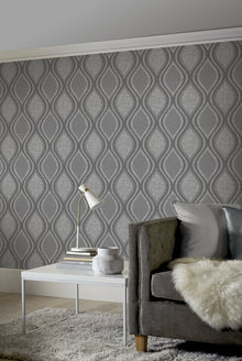 295100 Ogee Curve Charcoal Wallpaper By Arthouse