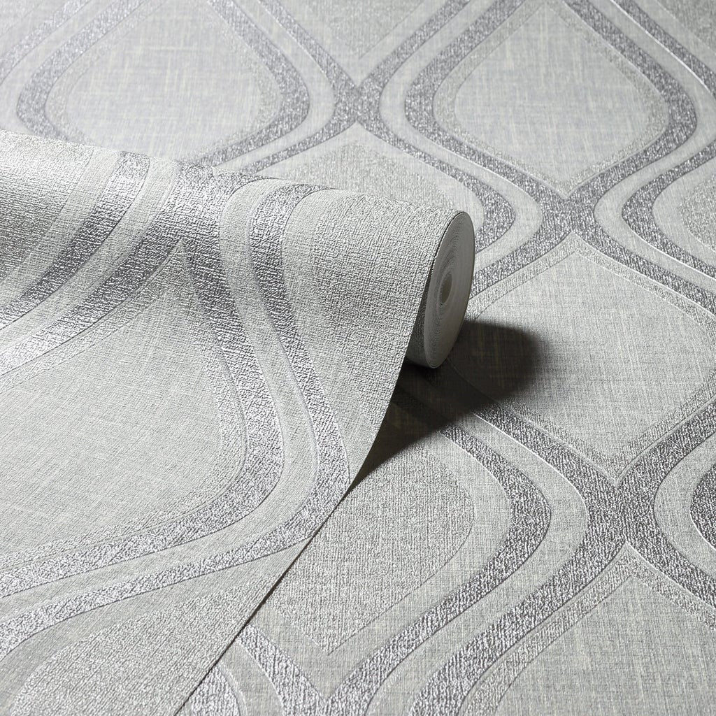 295101 Ogee Curve Grey Wallpaper By Arthouse