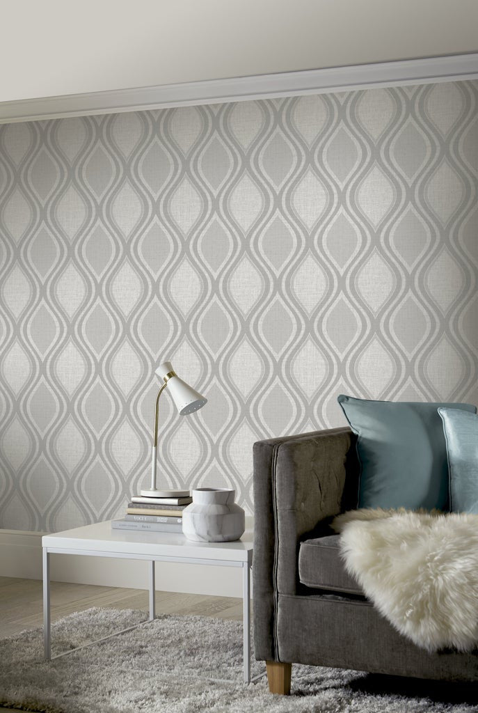 295101 Ogee Curve Grey Wallpaper By Arthouse