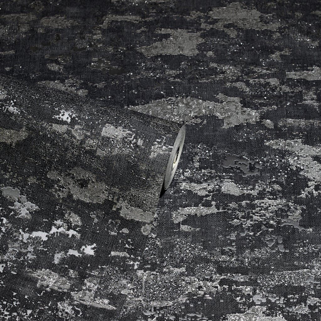 297600 Patina Charcoal and Silver Wallpaper By Arthouse