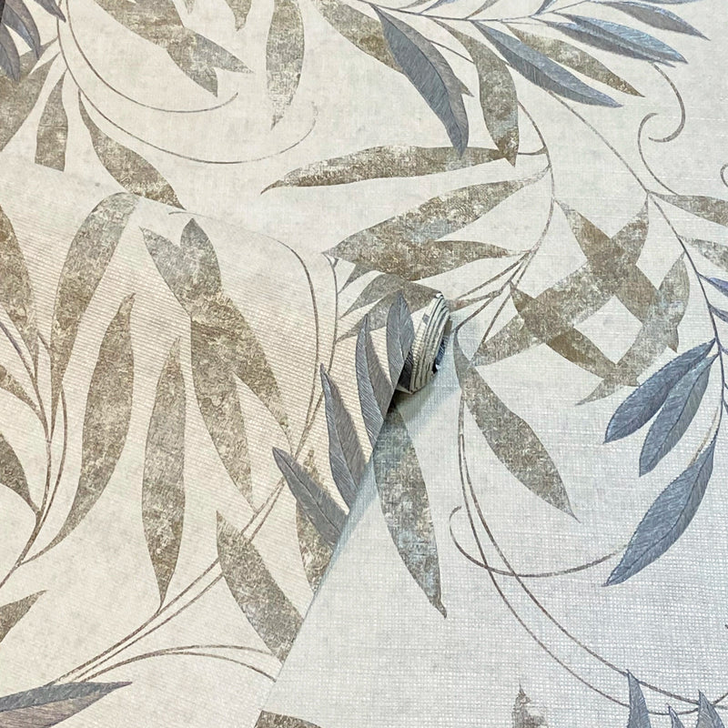299300 Luxury Leaf Natural Grey Wallpaper By Arthouse