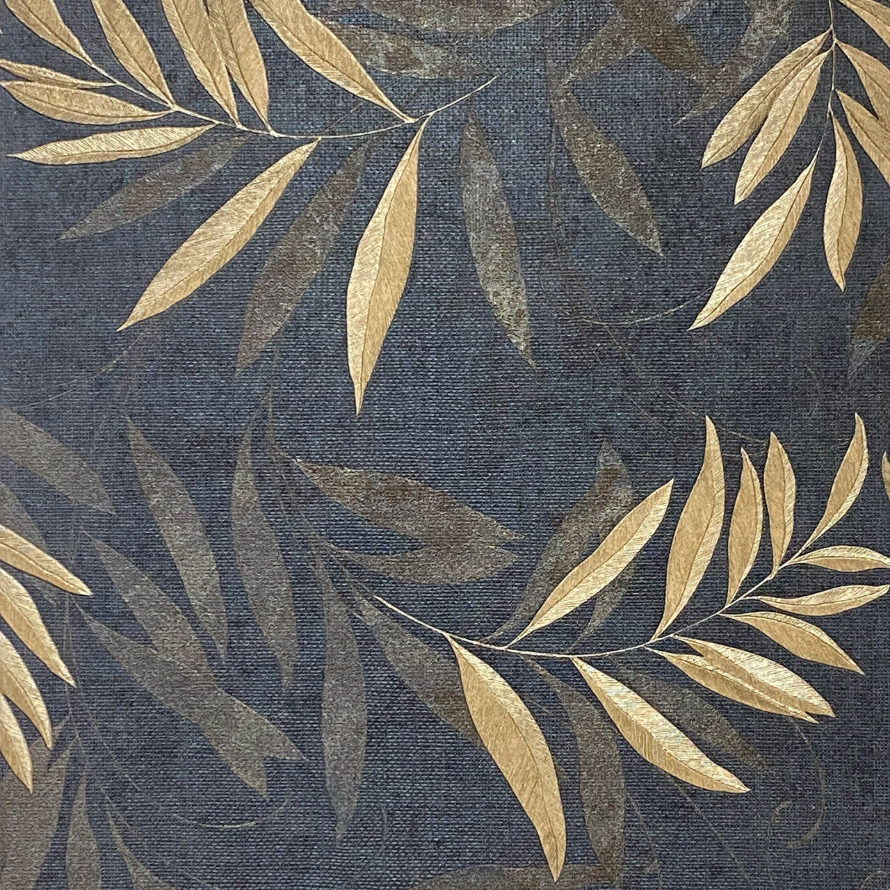 299301 Luxury Leaf Navy Champagne Wallpaper By Arthouse