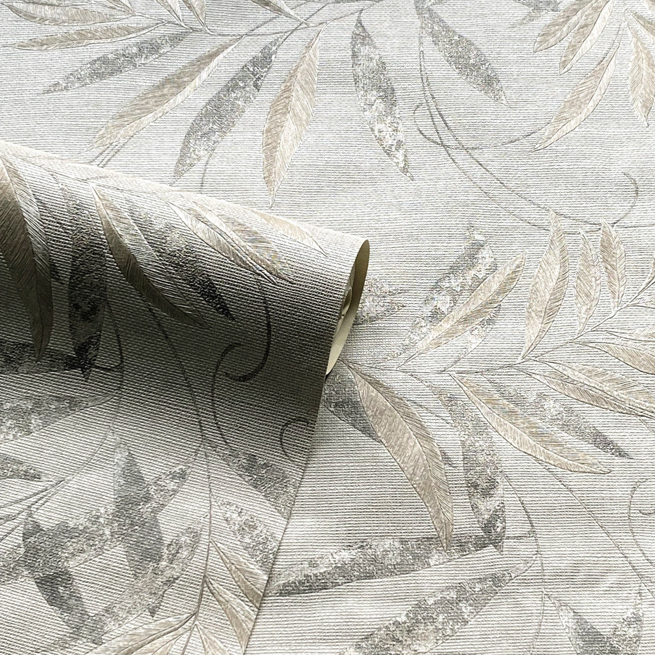 299302 Luxury Leaf Soft Silver Wallpaper By Arthouse