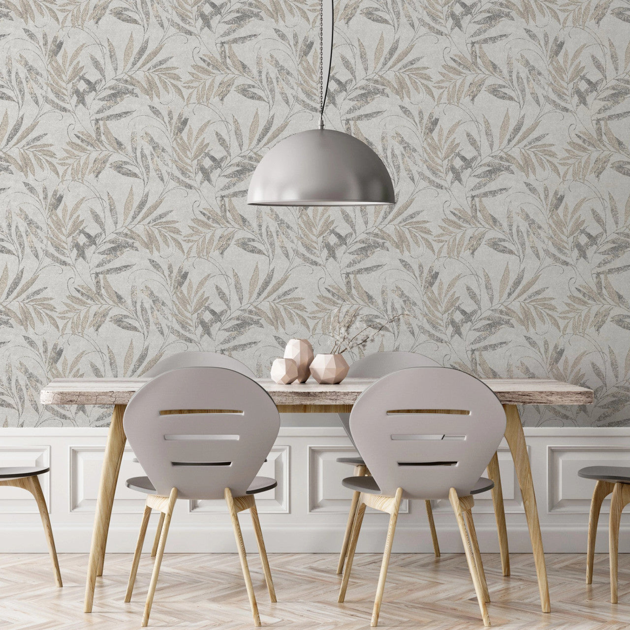 299302 Luxury Leaf Soft Silver Wallpaper By Arthouse