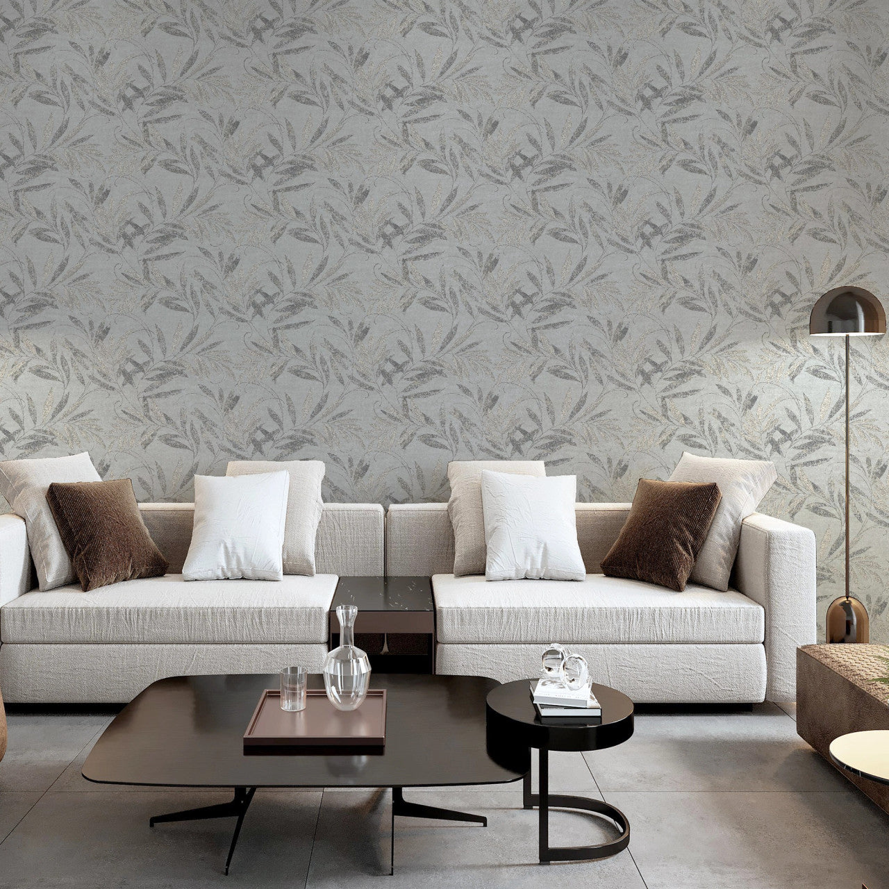 299302 Luxury Leaf Soft Silver Wallpaper By Arthouse