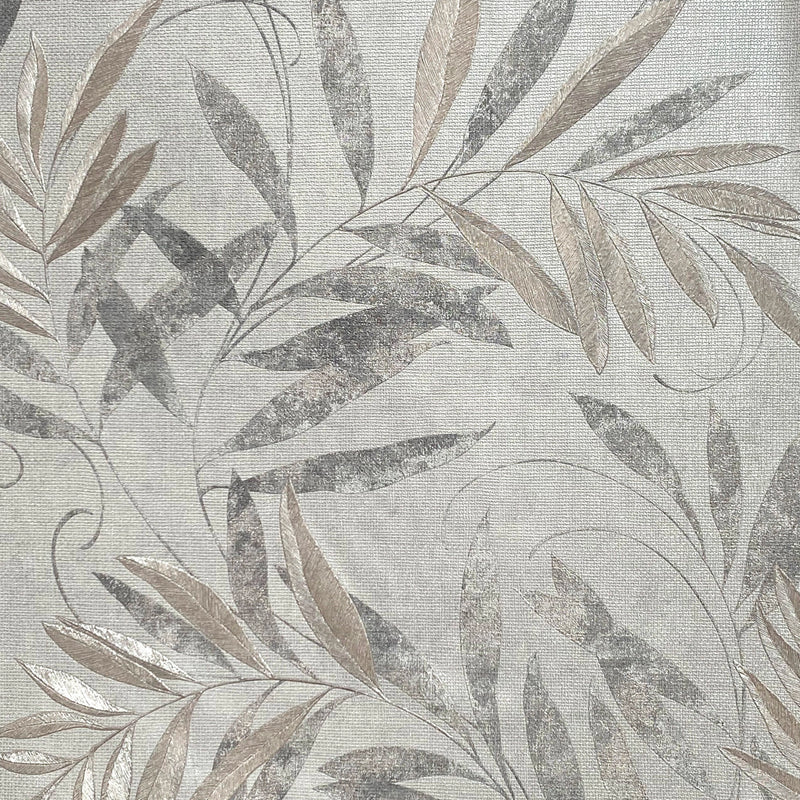299302 Luxury Leaf Soft Silver Wallpaper By Arthouse