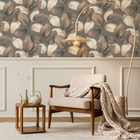 659887 Opulenza Leaf Charcoal & Rust by Rasch
