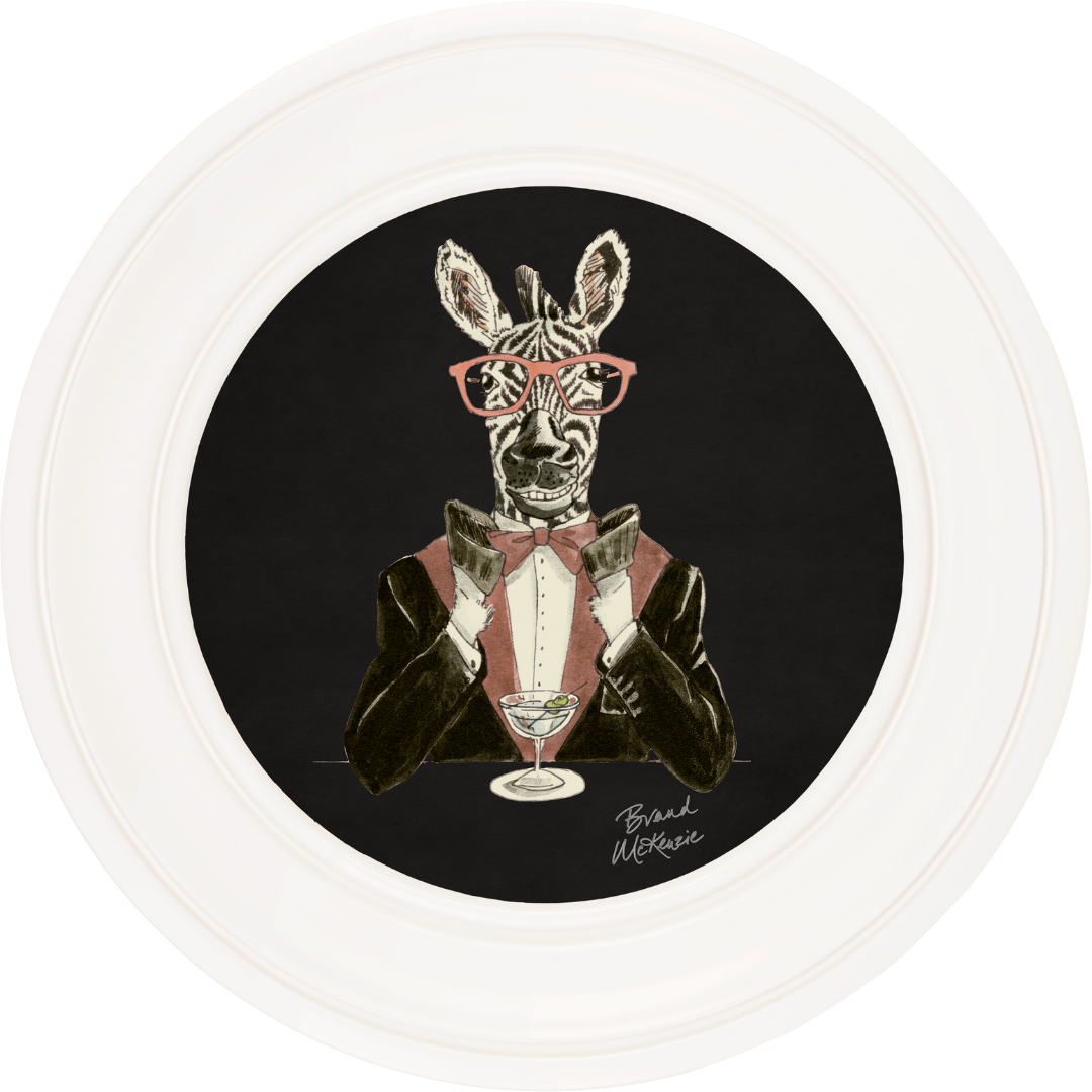 Happy Hour Marty on Charcoal Black Framed Art Prints by Brand McKenzie