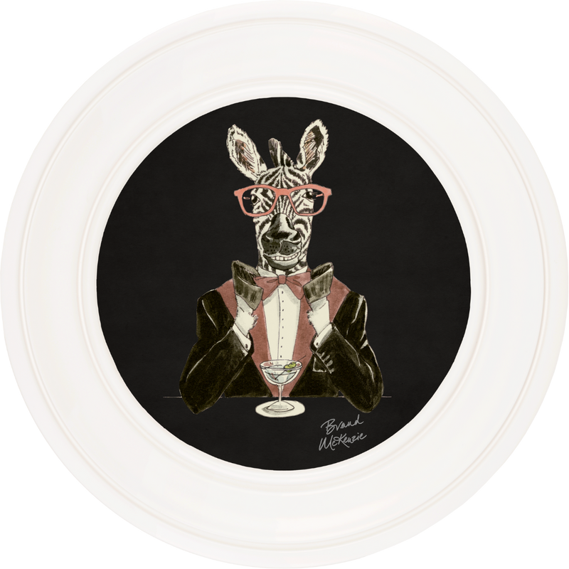 Happy Hour Marty on Charcoal Black Framed Art Prints by Brand McKenzie