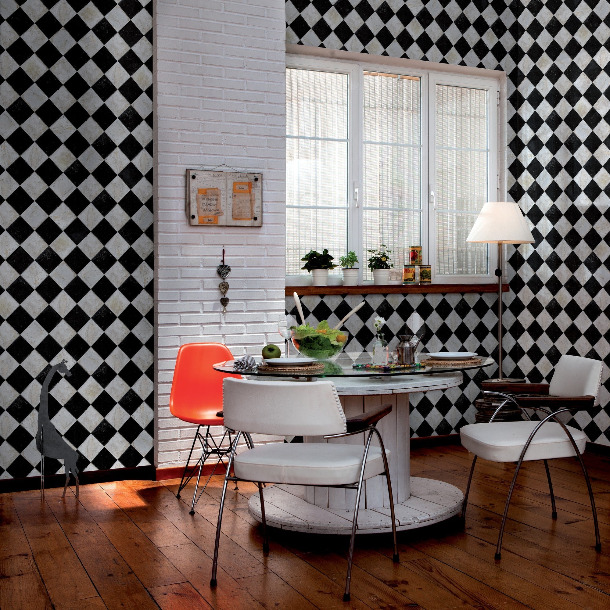 3000001 Marble Chess Black/white/grey Tiles Wallpaper by Coordonné