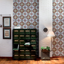 3000011 Art Decó Red/wine/white/grey Tiles Wallpaper by Coordonné
