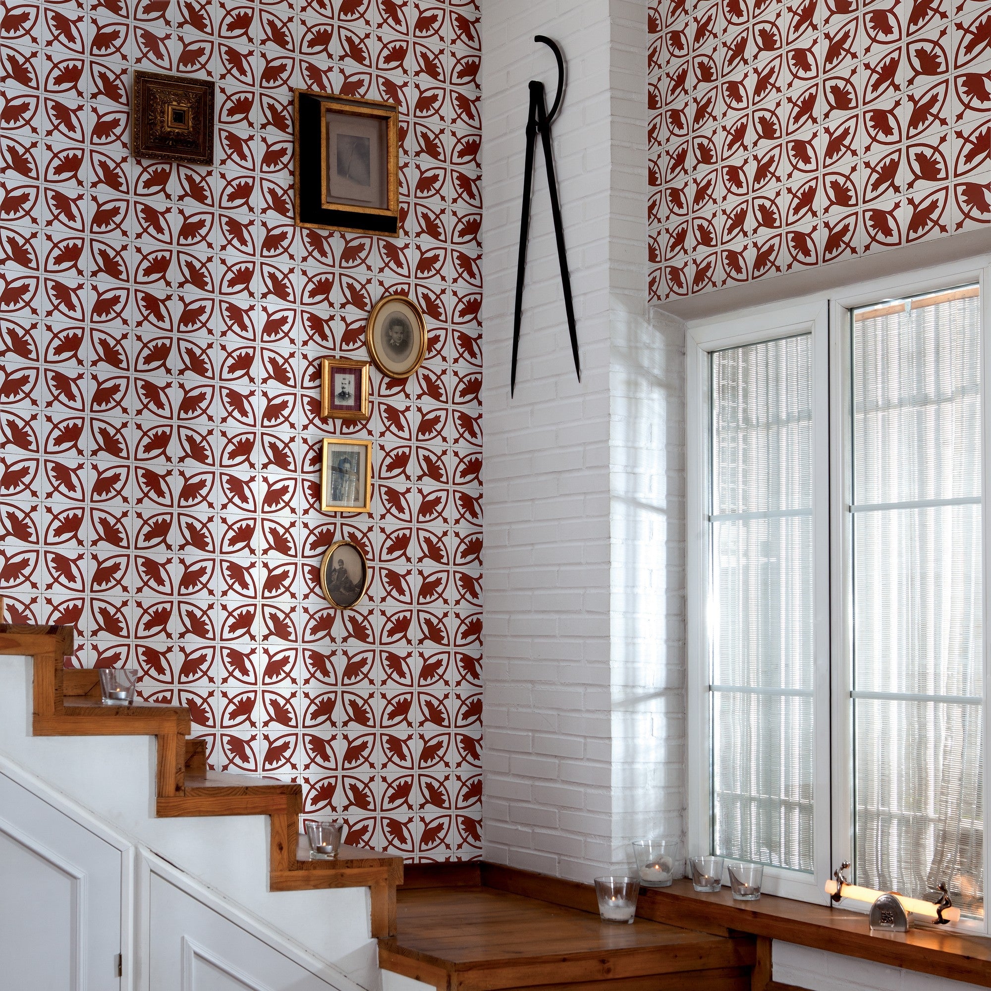 3000015 Essaouira Red/wine Tiles Wallpaper by Coordonné