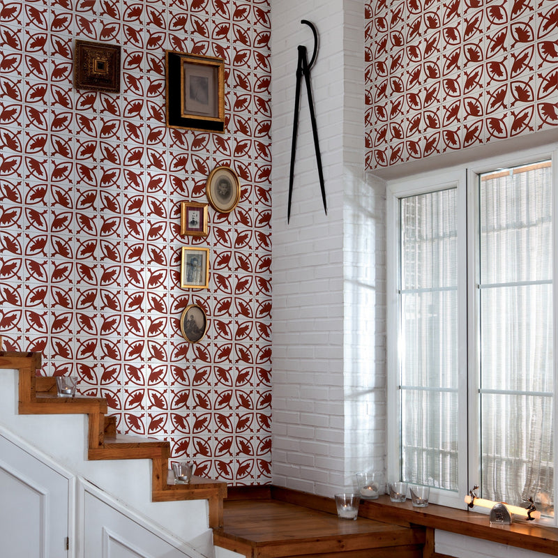 3000015 Essaouira Red/wine Tiles Wallpaper by Coordonné