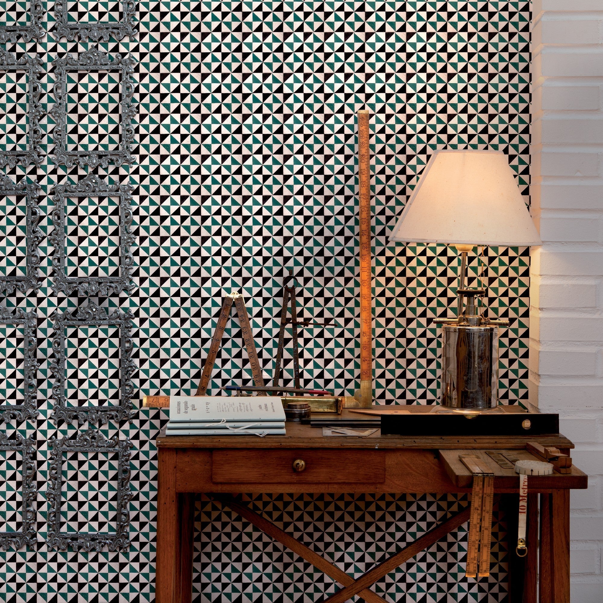 3000016 Fez Green/black Tiles Wallpaper by Coordonné