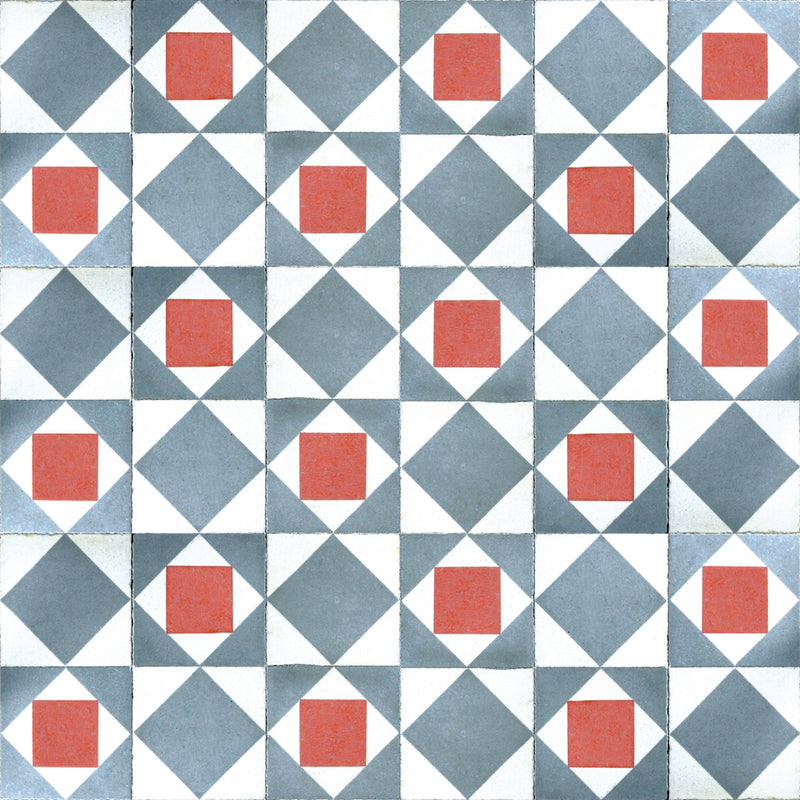 3000017 Kaleido Blue/navy/red/wine Tiles Wallpaper by Coordonné
