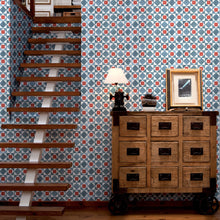 3000017 Kaleido Blue/navy/red/wine Tiles Wallpaper by Coordonné