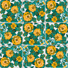 3000022 Daisy Green/yellow/orange Tiles Wallpaper by Coordonné