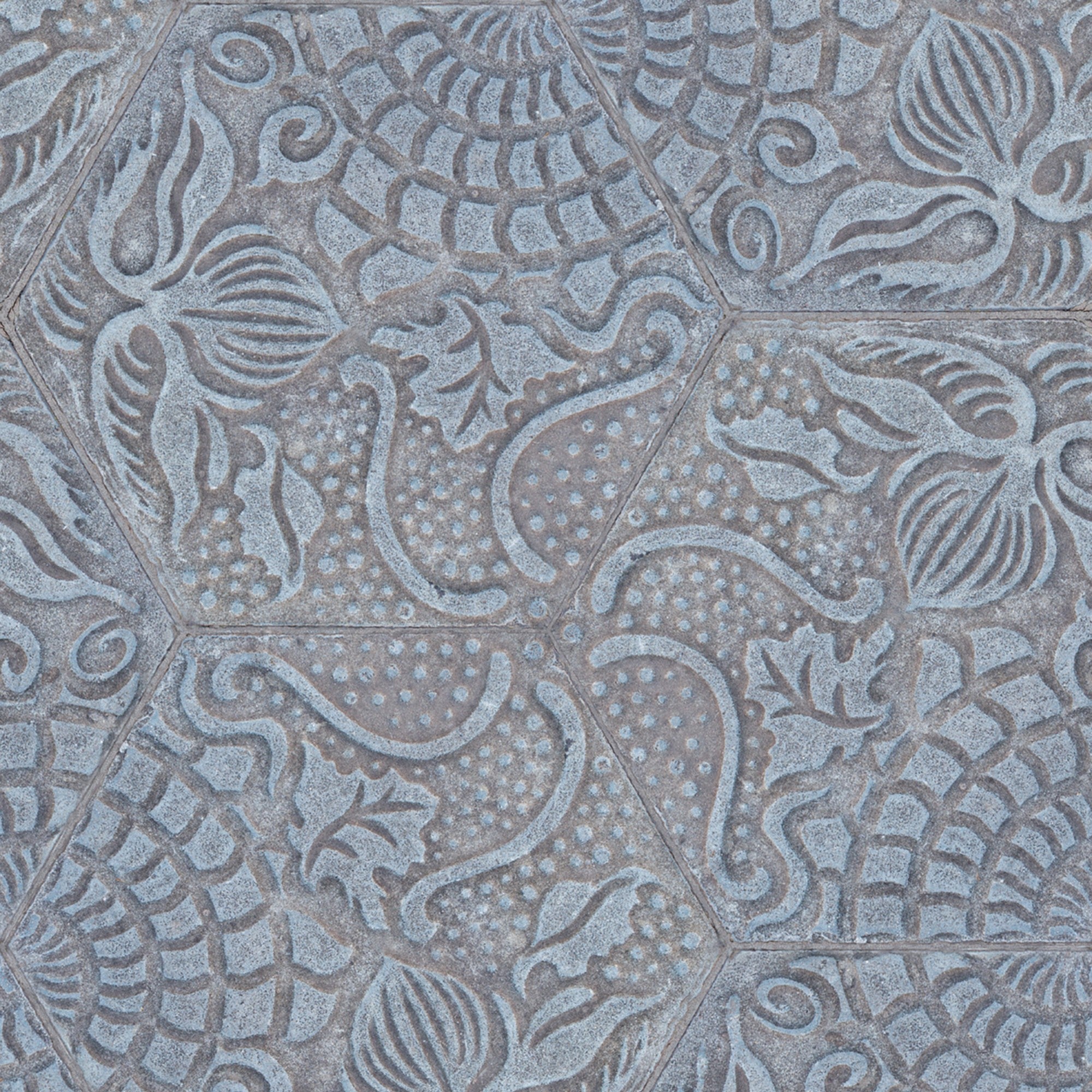 3000023 Dragon Flower Blue/navy Tiles Wallpaper by Coordonné