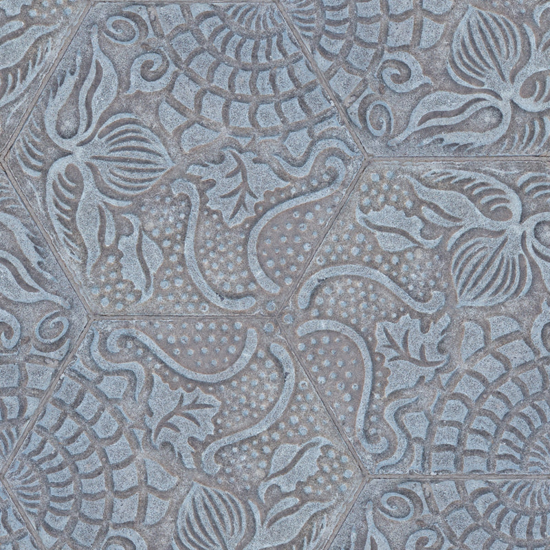 3000023 Dragon Flower Blue/navy Tiles Wallpaper by Coordonné