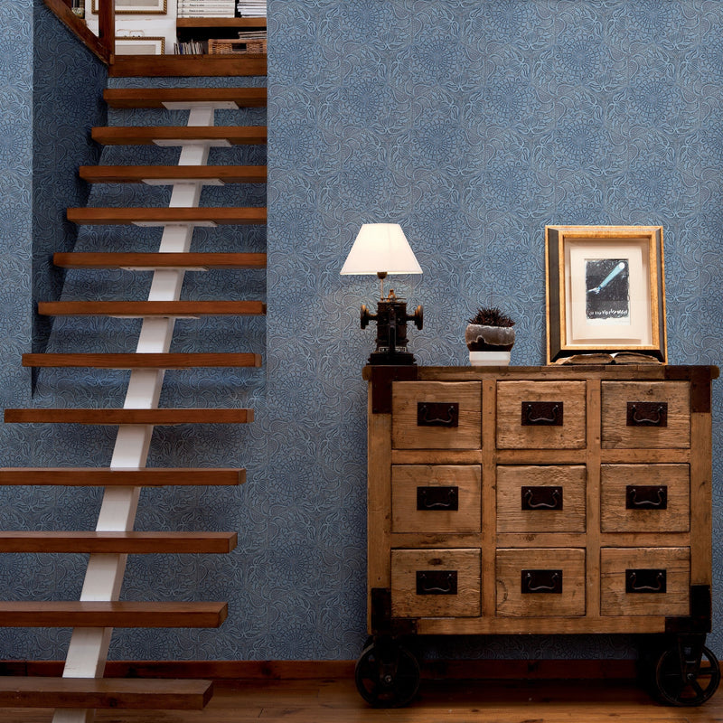 3000023 Dragon Flower Blue/navy Tiles Wallpaper by Coordonné