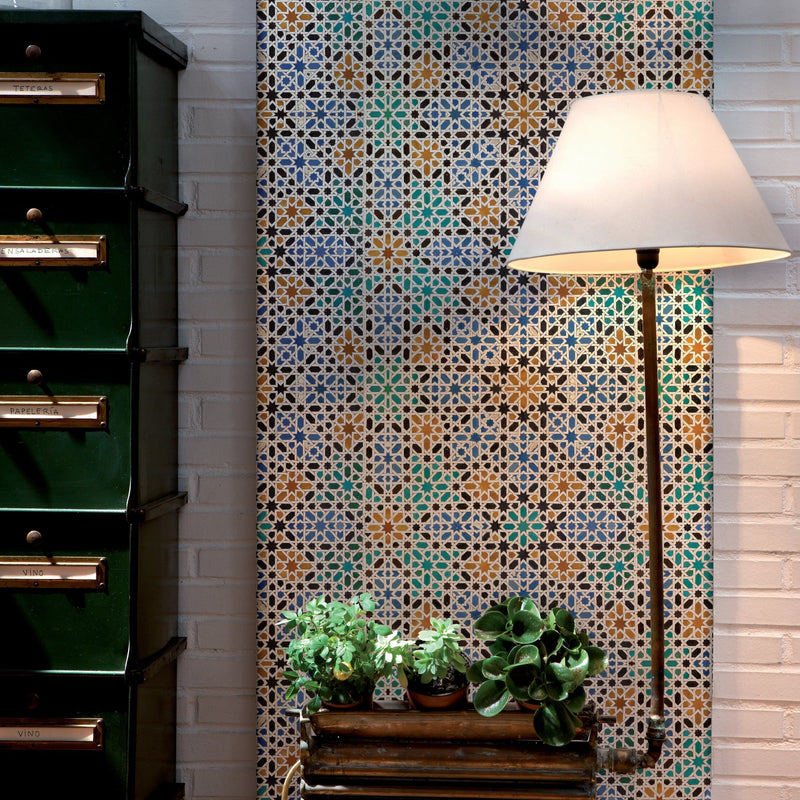 3000031 Alandalus Green/yellow/orange Tiles Wallpaper by Coordonné