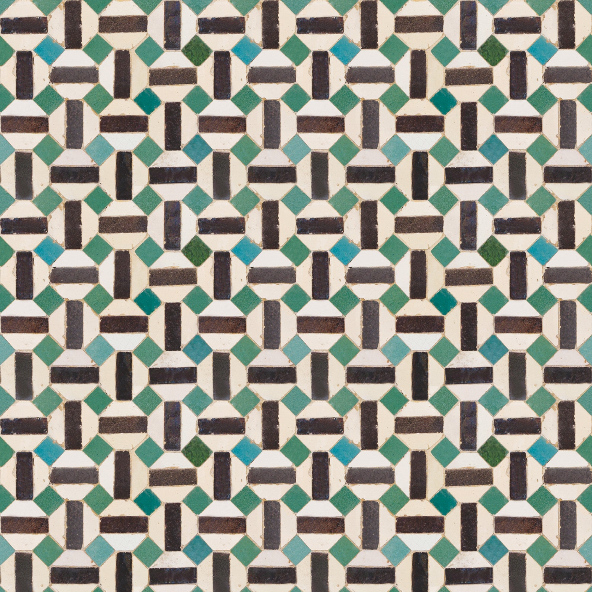 3000036 Toro Green/black Tiles Wallpaper by Coordonné