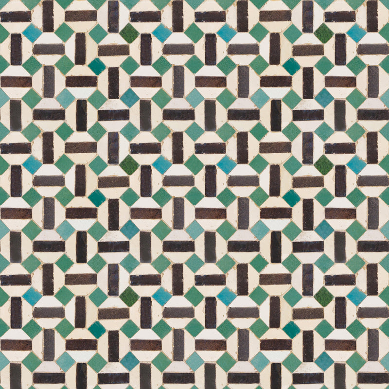 3000036 Toro Green/black Tiles Wallpaper by Coordonné
