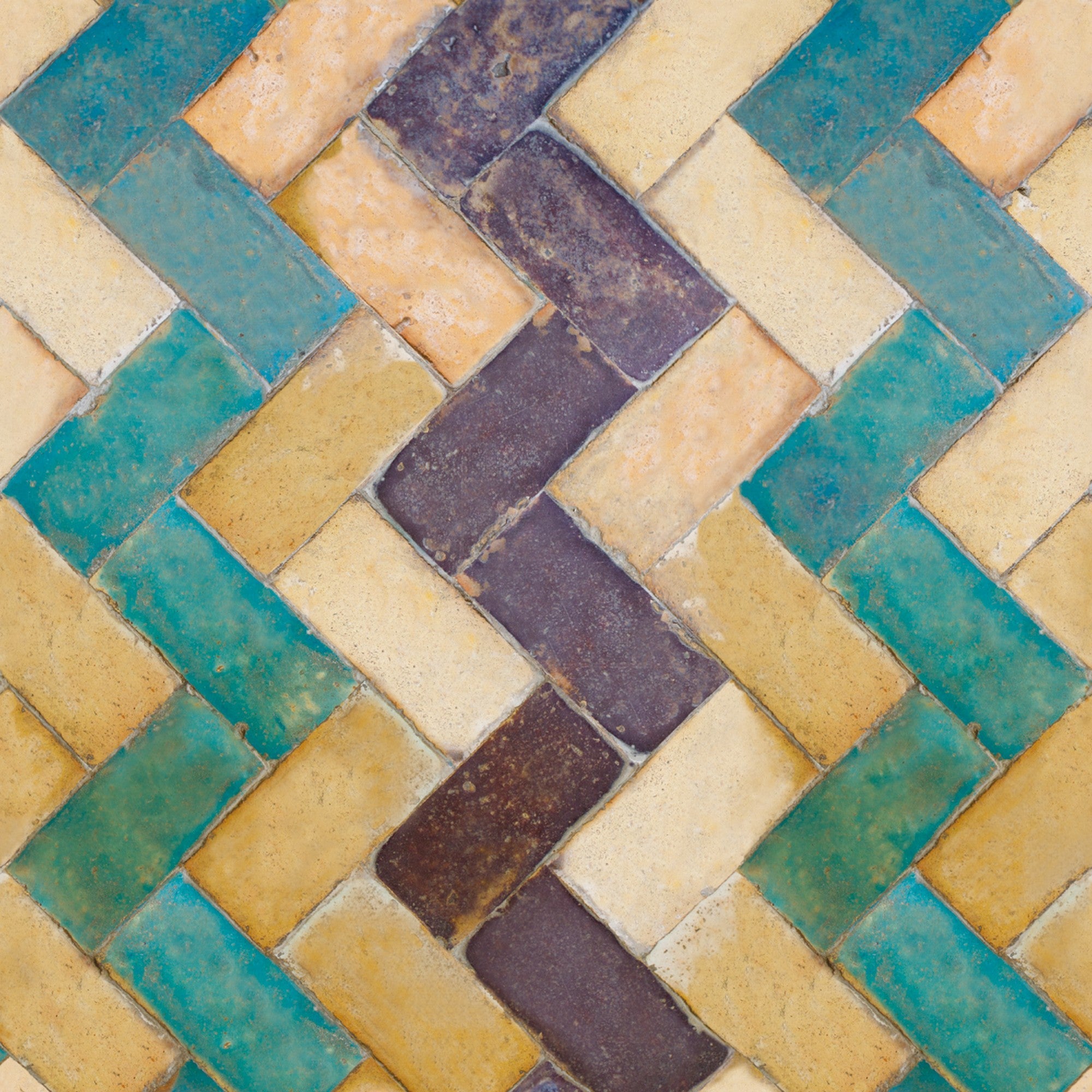 3000037 Zig Zag Yellow/orange/green Tiles Wallpaper by Coordonné