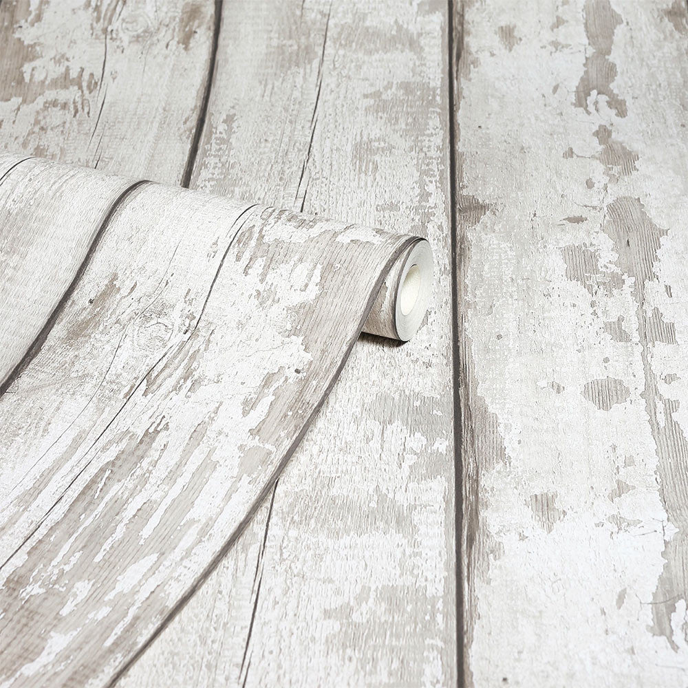 300205 ArtiStick White Washed Wood Wallpaper By Arthouse